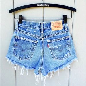 cutoff Levi high-waisted shorts